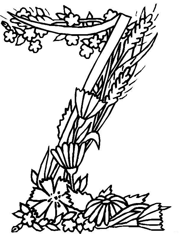 Alfabetul cu flori de colorat p26