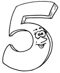plansa de colorat cifrele #5