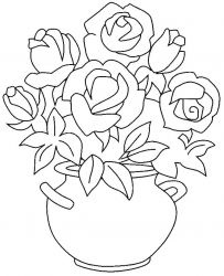 plansa de colorat flori trandafiri #7