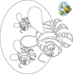 plansa de colorat insecte albinute #4