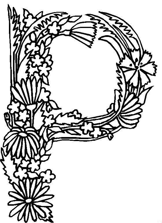 Alfabetul cu flori de colorat p16
