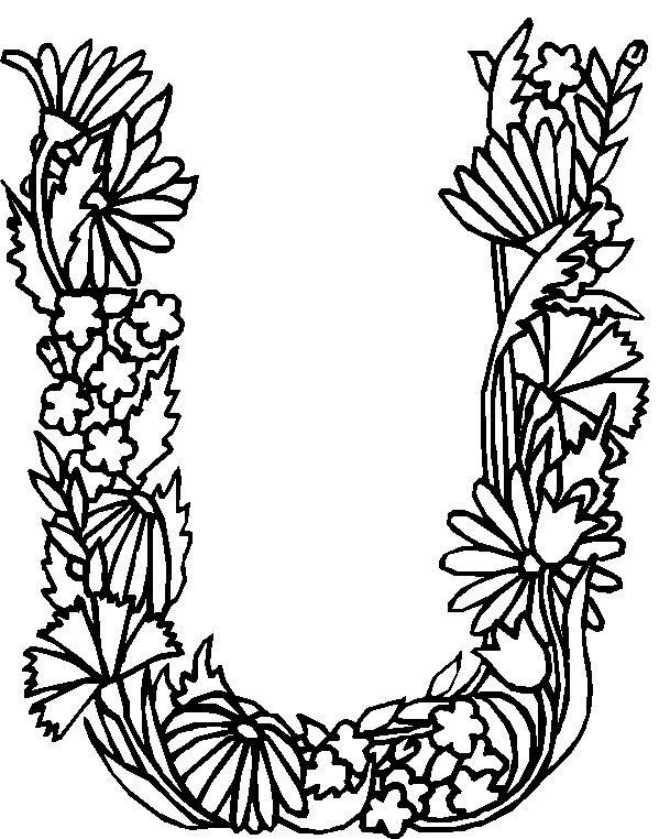 Alfabetul cu flori de colorat p21