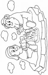 plansa de colorat animale pinguini #9