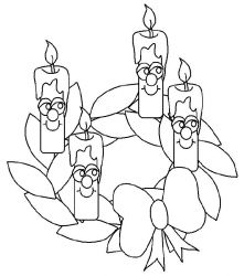plansa de colorat craciun faclii #3
