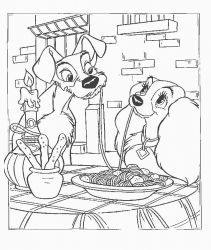 plansa de colorat doamna si vagabondul #6