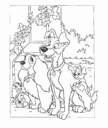 plansa de colorat doamna si vagabondul #16