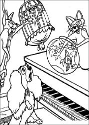 plansa de colorat doamna si vagabondul #17