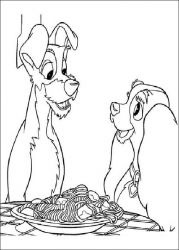 plansa de colorat doamna si vagabondul #7