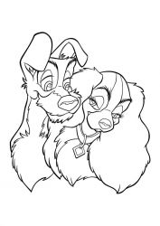 plansa de colorat doamna si vagabondul #19