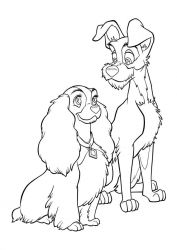 plansa de colorat doamna si vagabondul #20