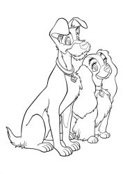 plansa de colorat doamna si vagabondul #21