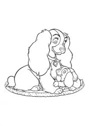 plansa de colorat doamna si vagabondul #1