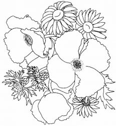 plansa de colorat flori #3