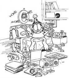 plansa de colorat garfield #6