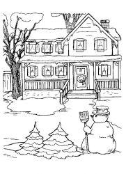 plansa de colorat iarna #3