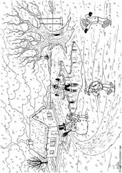 plansa de colorat iarna #14