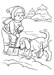 plansa de colorat iarna #13