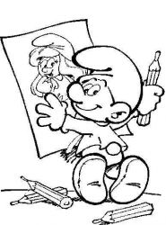 plansa de colorat strumfii #15